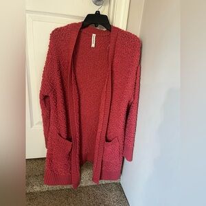 Zenana Outfitters Textured Red Cardigan